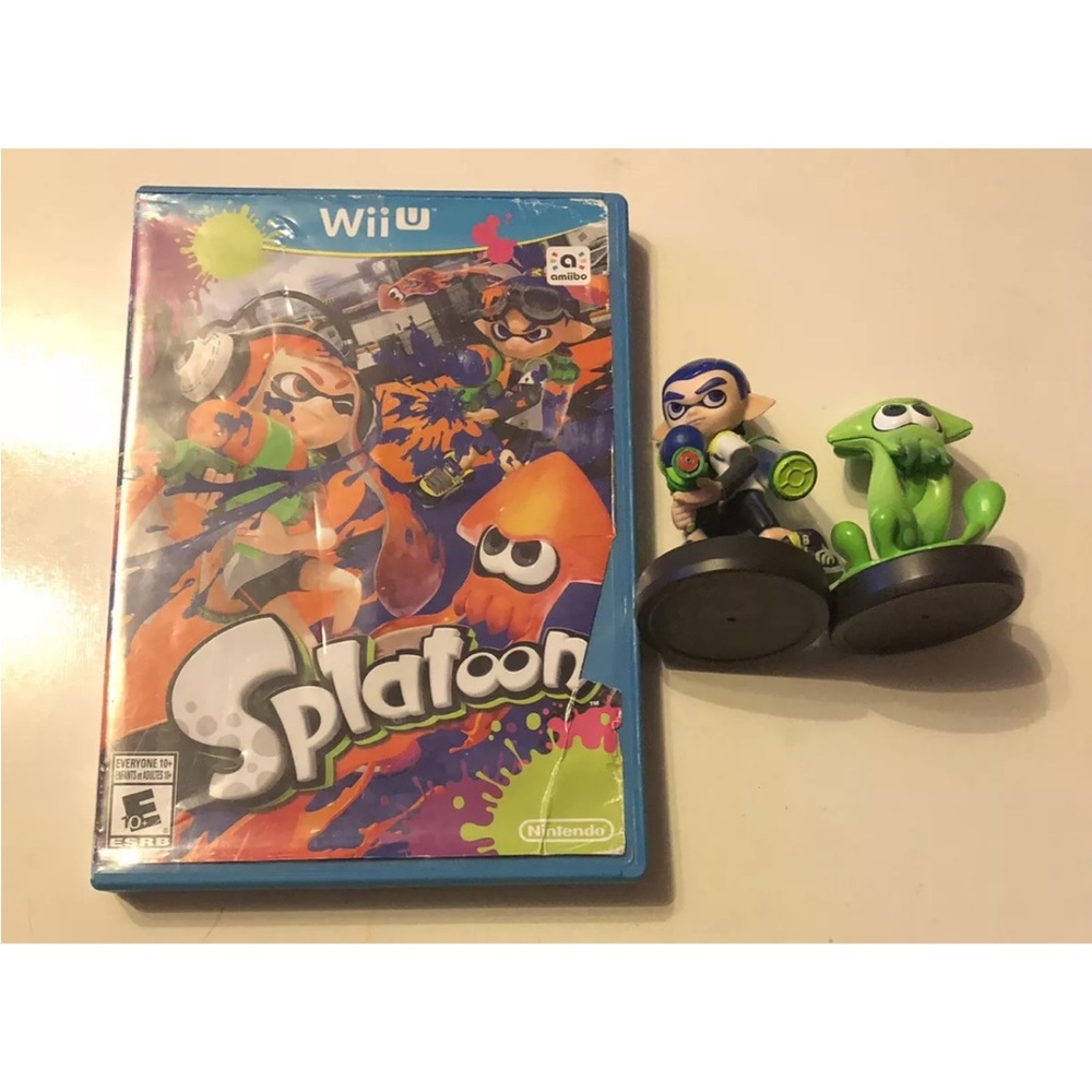 Wii U Splatoon Game With Green Squid And Inkling Boy Amiibo